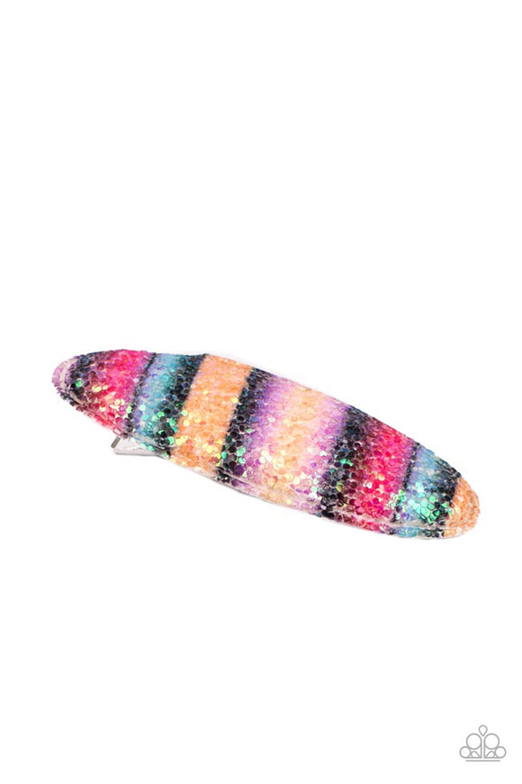 Rainbow Pop Summer - Glittery Rainbow Colored Alligator Hair Clip