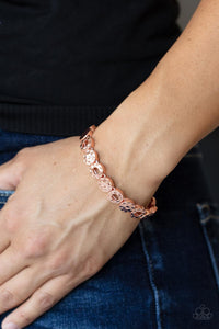 Metro Metalsmith - Dainty Shiny Blush Copper Rings & Hammered Discs Stretchy Bracelet