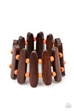 Coronado Cabana - Orange & Brown Wood Stretchy Bracelet