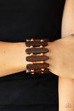 Coronado Cabana - Orange & Brown Wood Stretchy Bracelet