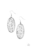 Stone Sculptures - Large White Flattened Speckled Stone Dangle Earrings