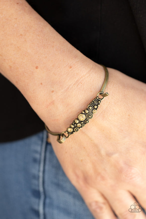 Bubbling Whimsy - Brass Swirl Dainty Hinged Locking Bangle Bracelet