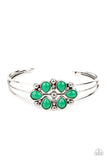 Taj Mahal Meadow - Leprechaun Green Teardrop Open Cuff Bracelet