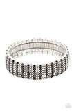 The GRIT Factor - Black Gem Encrusted Silver Studded Stretchy Bracelet