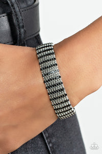 The GRIT Factor - Black Gem Encrusted Silver Studded Stretchy Bracelet