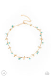 choker turquoise charms gold necklace  Paparazzi Accessories P2CH-GDXX-075XX