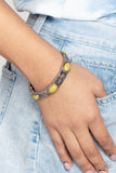 Desert Skyline - Willow Green Oval Stone Silver Studded Stretchy Bracelet