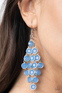 With All DEW Respect - Blue Dewy Beaded Cascade Dangle Earrings