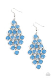 With All DEW Respect - Blue Dewy Beaded Cascade Dangle Earrings